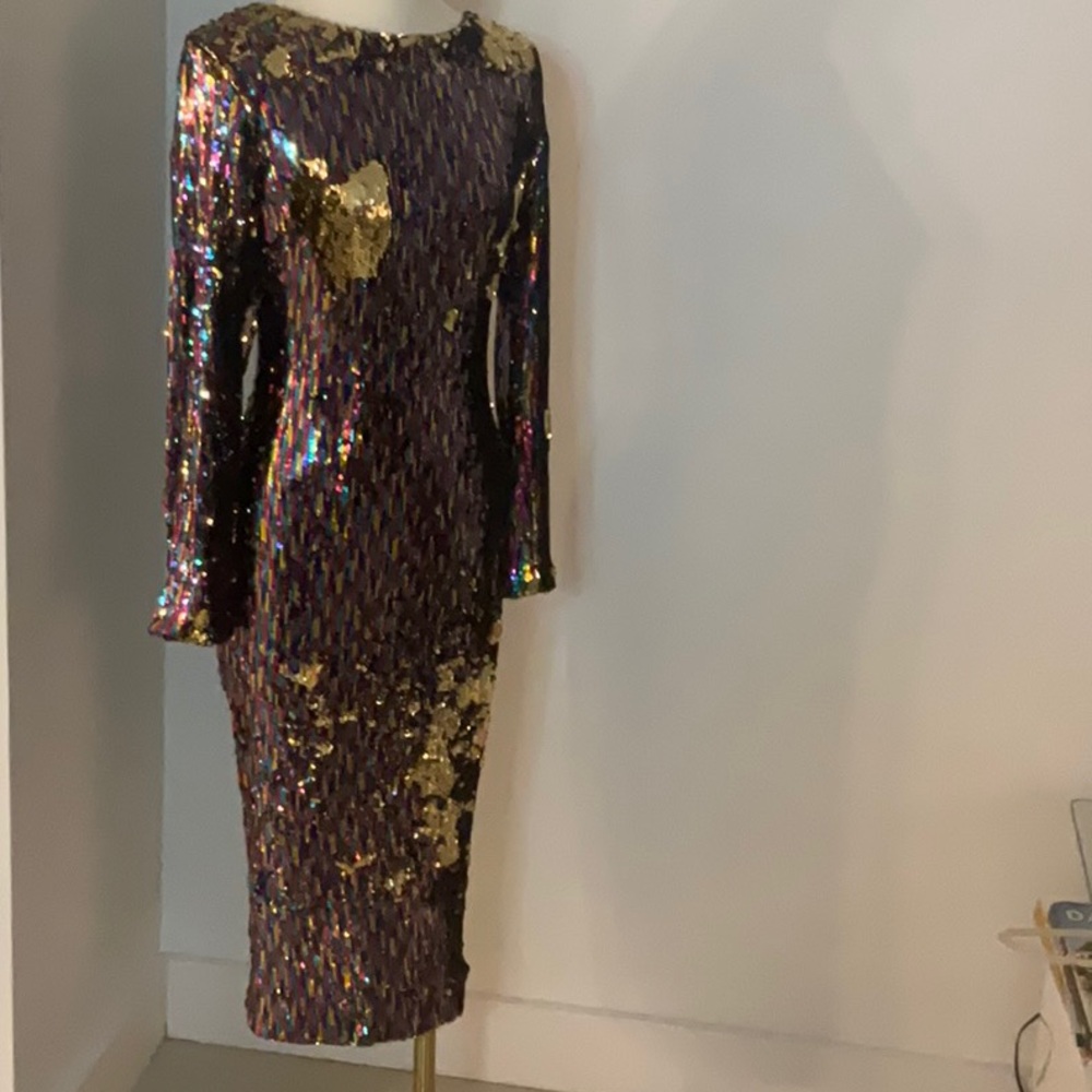 Stunning $10K  TOM FORD Sequin Long Sleeve Dress - Multicolor SZ S
